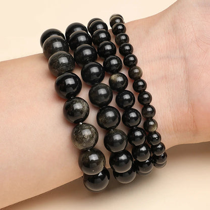 Bracelet Obsidienne Dorée – Mode & Méditation