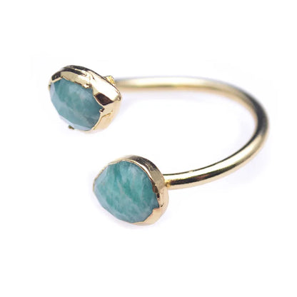 Bague Amazonite Cœur Goutte d'Eau Ouverte