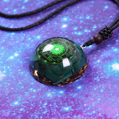 Pendentif Orgonite Malachite Sri Yantra