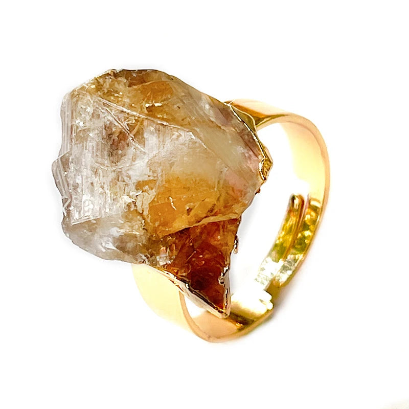 Bague Citrine Brute Large Ajustable