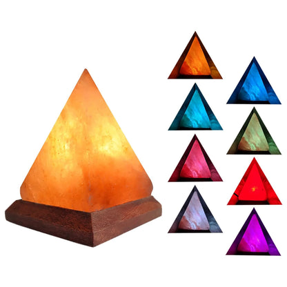 Lampe Sel de l’Himalaya – Base Bois & Couleurs Changeantes