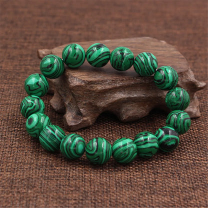 Bracelet Malachite 6/8/10/12 mm – Élastique & Bien-Être