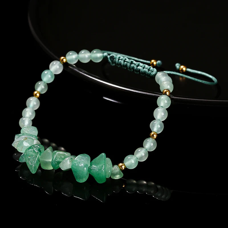 Bracelet Tressé Aventurine Verte – Perles Brutes & Reiki