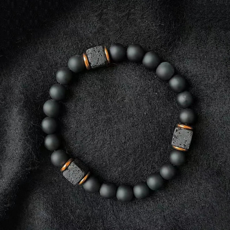 Bracelet Onyx Mat & Lave – Énergie & Équilibre