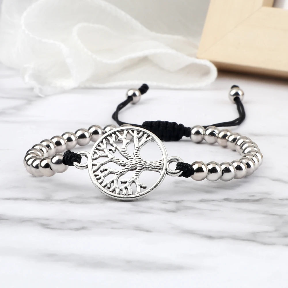 Bracelet Arbre de Vie & Hématite – Ajustable