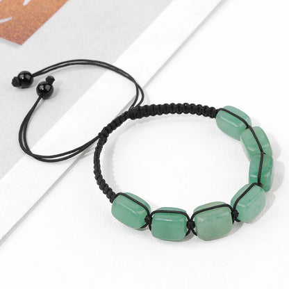 Bracelet Tressé Aventurine Verte Carrée – Ajustable & Méditation