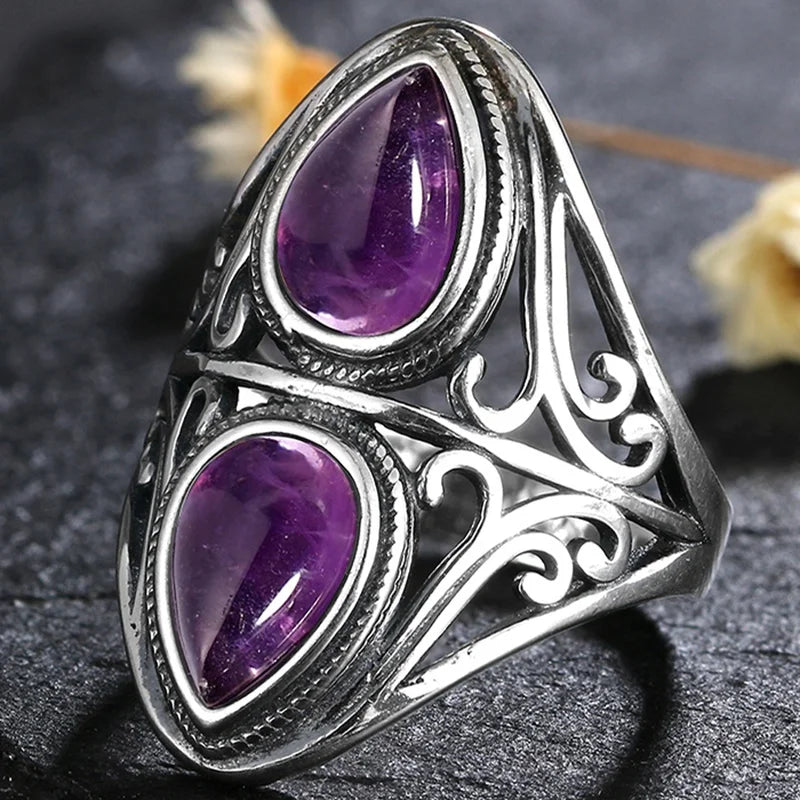 Bague Rétro Améthyste Femme Saint-Valentin