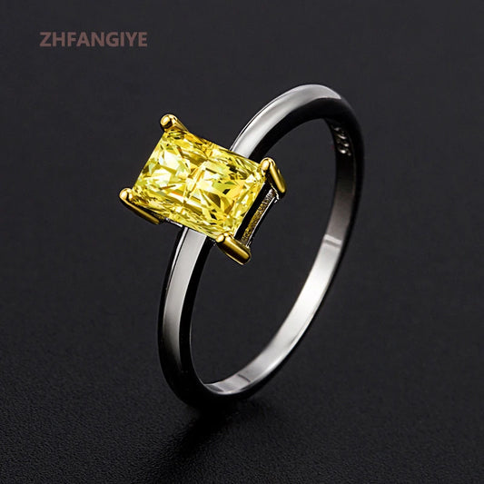 Bague Citrine Rectangulaire Argent 925