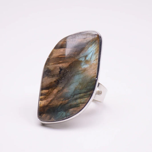 Bague Ajustable Labradorite – Guérison & Mode