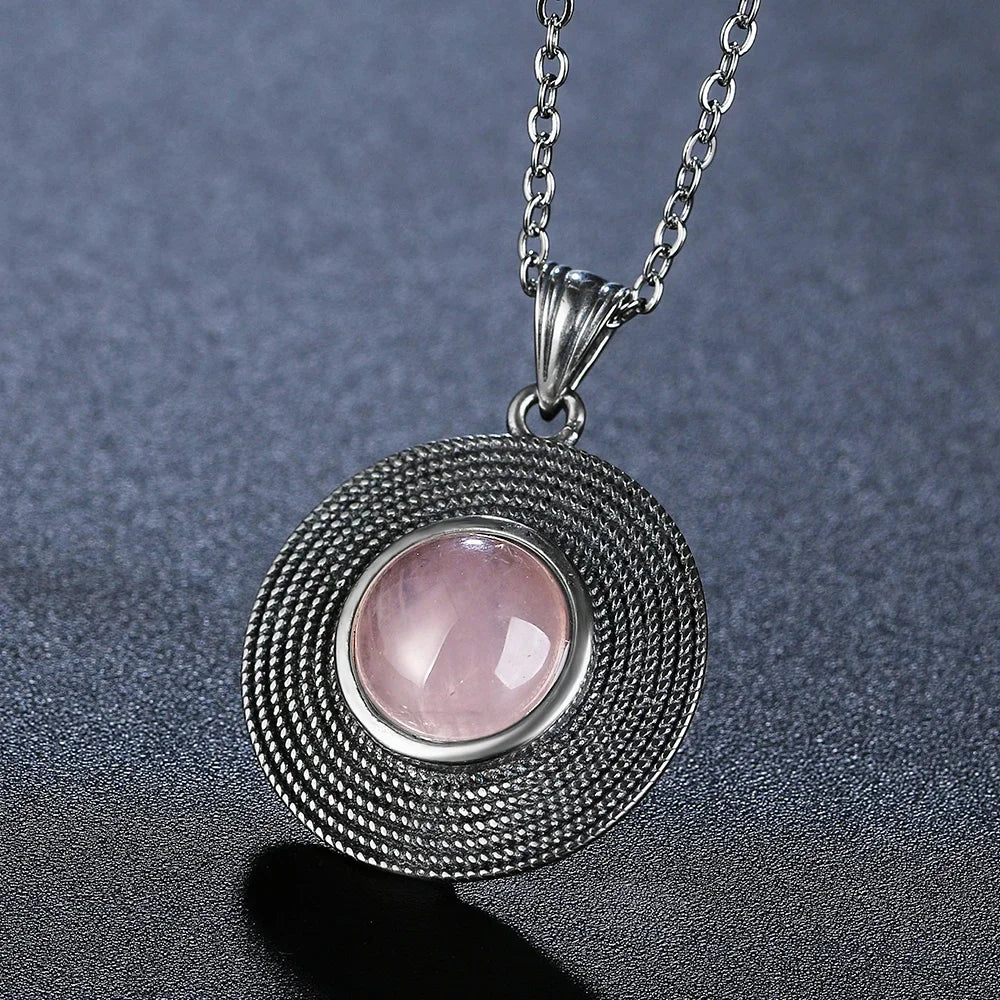 Collier Quartz Rose 10mm Argent 925