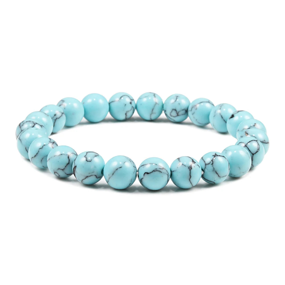 Bracelet Turquoise Boho (6/8/10 mm) – Femme/Homme