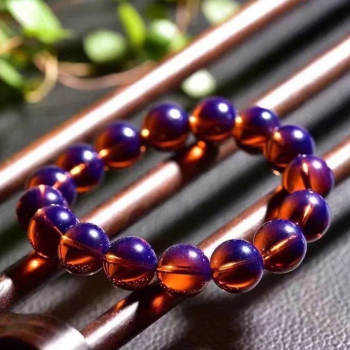 Bracelet Ambre Bleu-Violet Dominicain – Bouddha