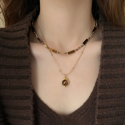 Collier Double Rang – Pierre Œil de Tigre