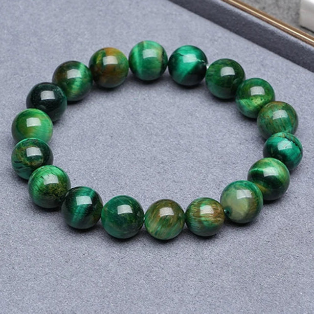 Bracelet Vert Œil de Tigre & Quartz Lave