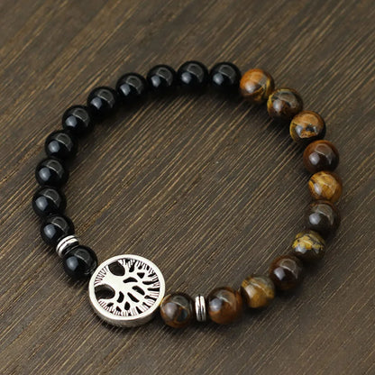 Bracelet Arbre de Vie – Œil de Tigre & Obsidienne