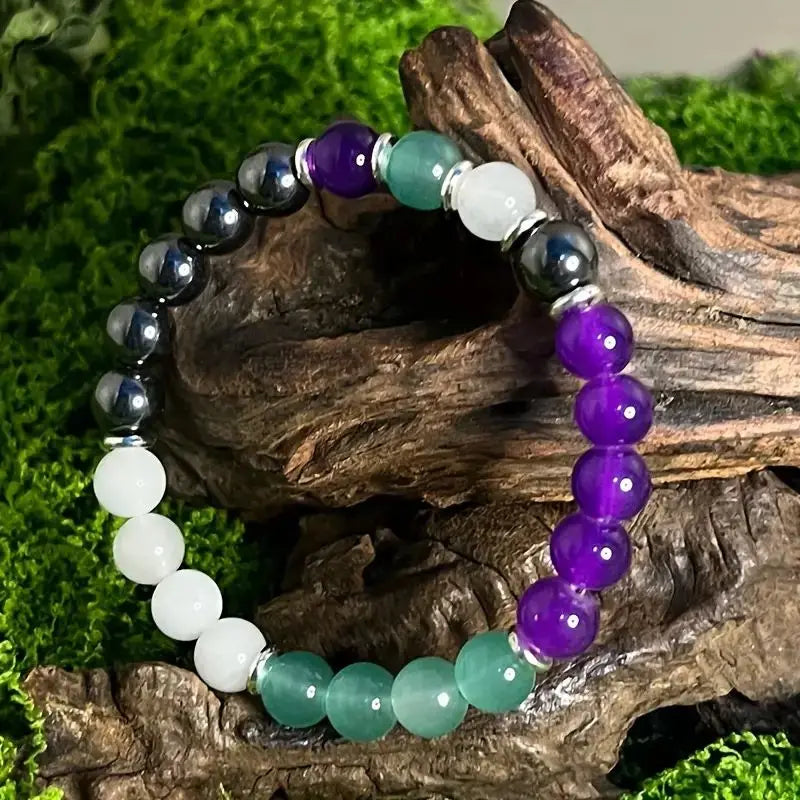 Bracelet Multi-Pierres – Fluorite & Améthyste