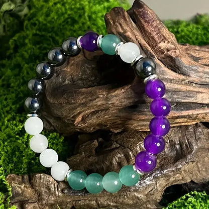 Bracelet Multi-Pierres – Fluorite & Améthyste