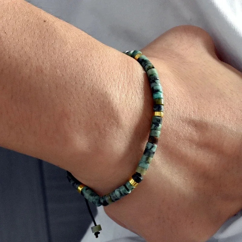 Bracelet Turquoise Africaine 4 mm – Ajustable & Naturel