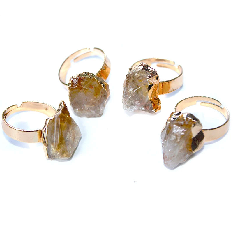 Bague Citrine Brute Large Ajustable