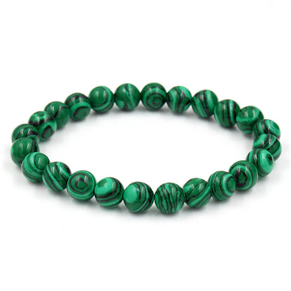 Bracelet Malachite 6/8/10/12 mm – Élastique & Bien-Être