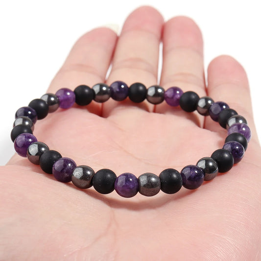 Bracelet Hématite & Obsidienne – Stabilité Émotionnelle