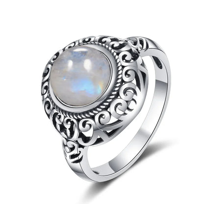 Bague Vintage Labradorite & Pierre de Lune Argent 925