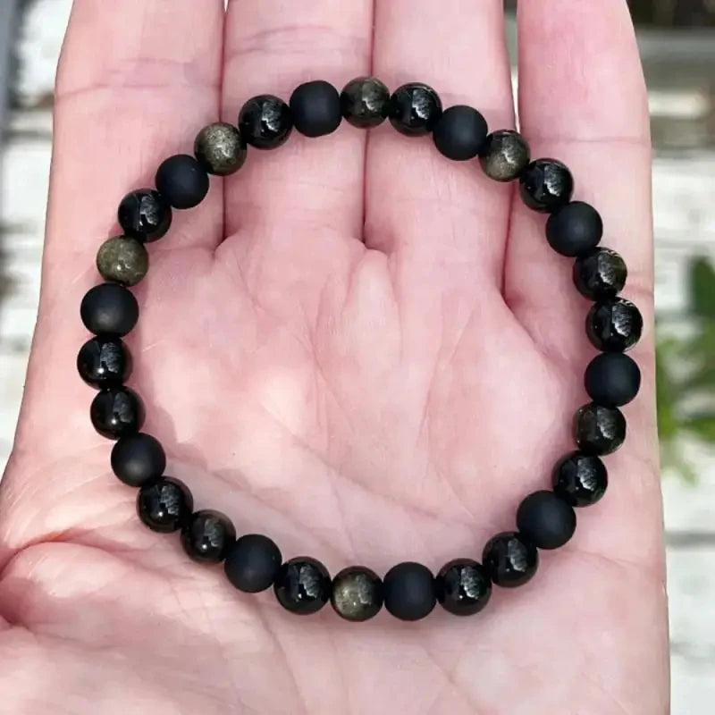 Bracelet Hématite & Obsidienne – Stabilité Émotionnelle