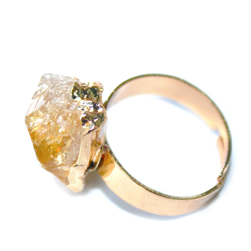 Bague Citrine Brute Large Ajustable