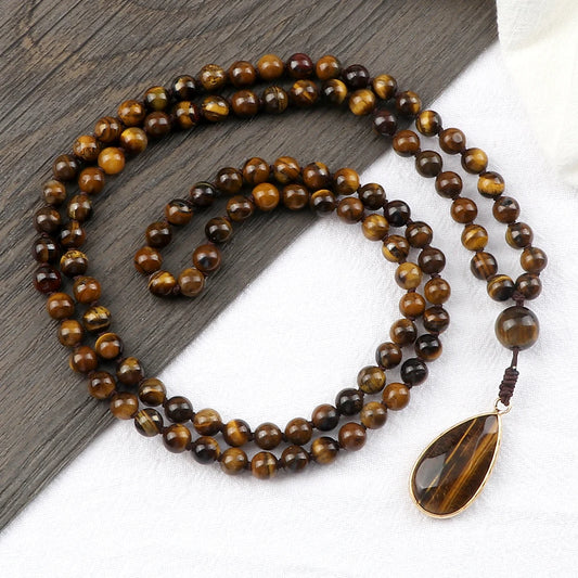 Collier 108 Mala Œil de Tigre – Fait Main