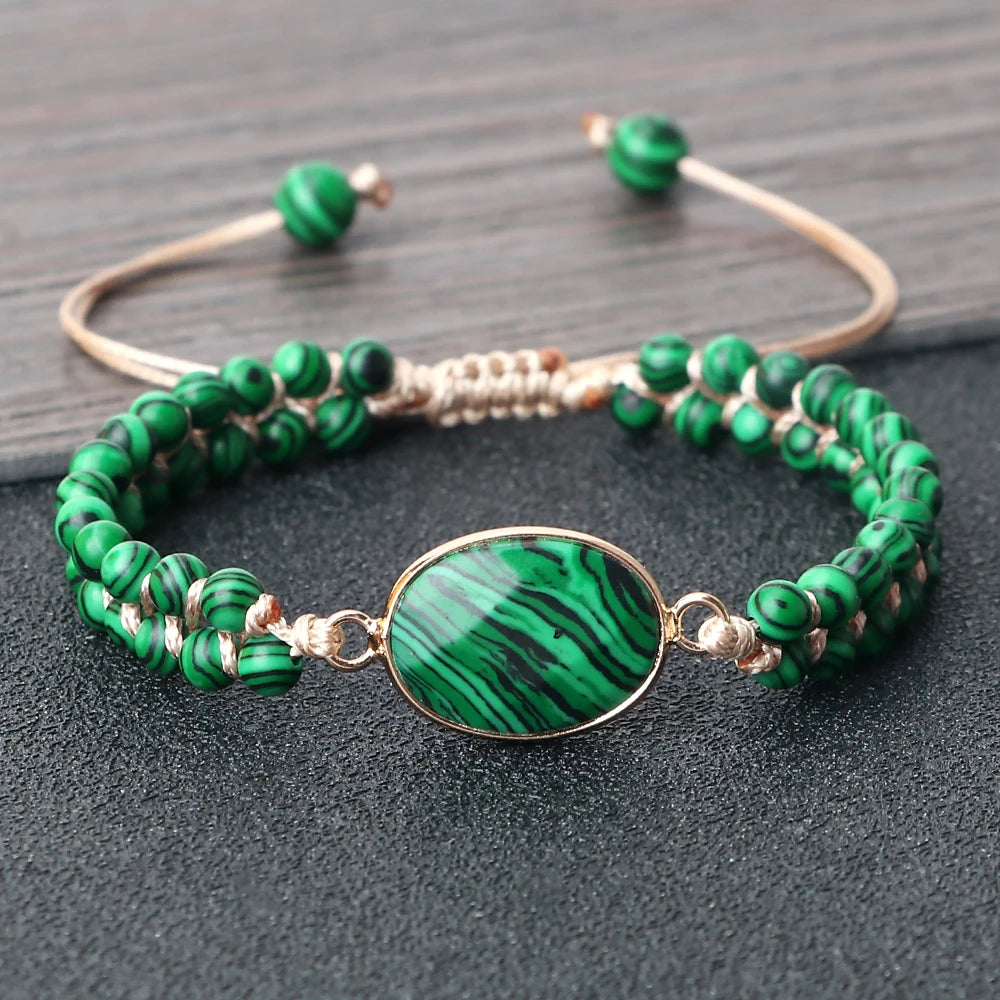 Bracelet Malachite Vert – Pierre Naturelle & Énergie