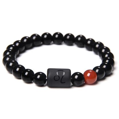 Bracelet Zodiaque 12 Signes – Onyx Noir Élastique