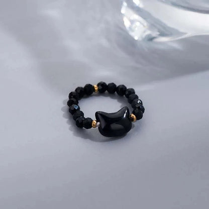 Bague Minimaliste Obsidienne & Pierre de Lune