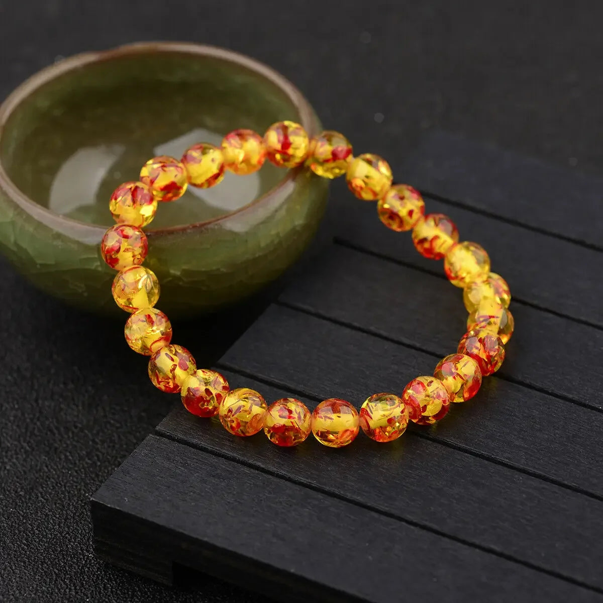 Bracelet Ambre Jaune 8 mm – Pierre Naturelle & Méditation