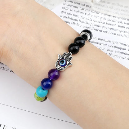 Bracelet 7 Chakras – Œil de Tigre & Lave