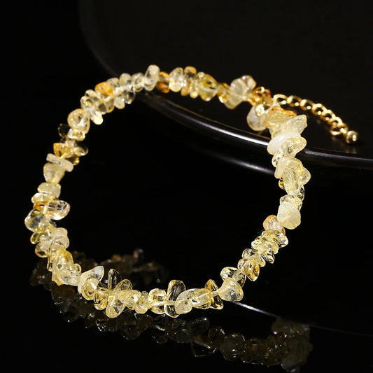 Bracelet Femme Citrine Brute Ajustable