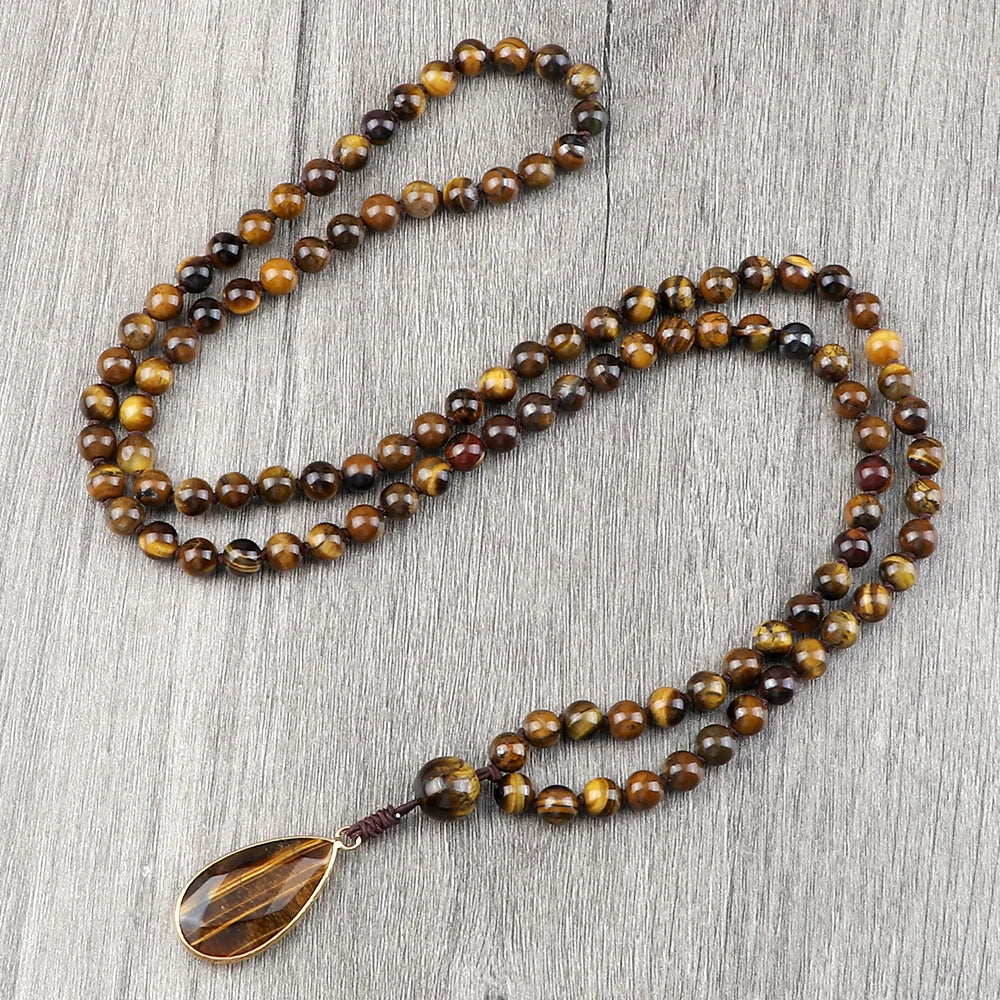 Collier 108 Mala Œil de Tigre – Fait Main