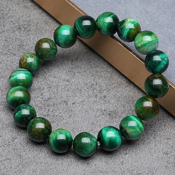 Bracelet Vert Œil de Tigre & Quartz Lave