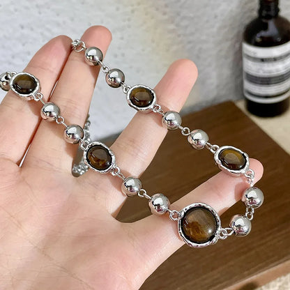 Collier Punk Œil de Tigre avec Pendentif