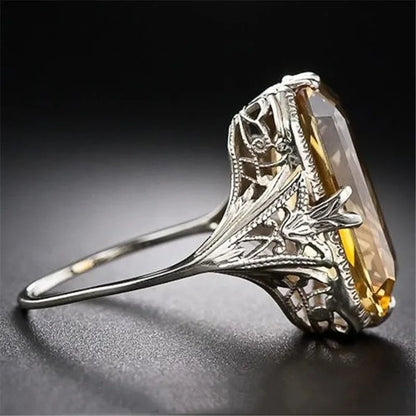 Bague Citrine Argent 925 Ajourée