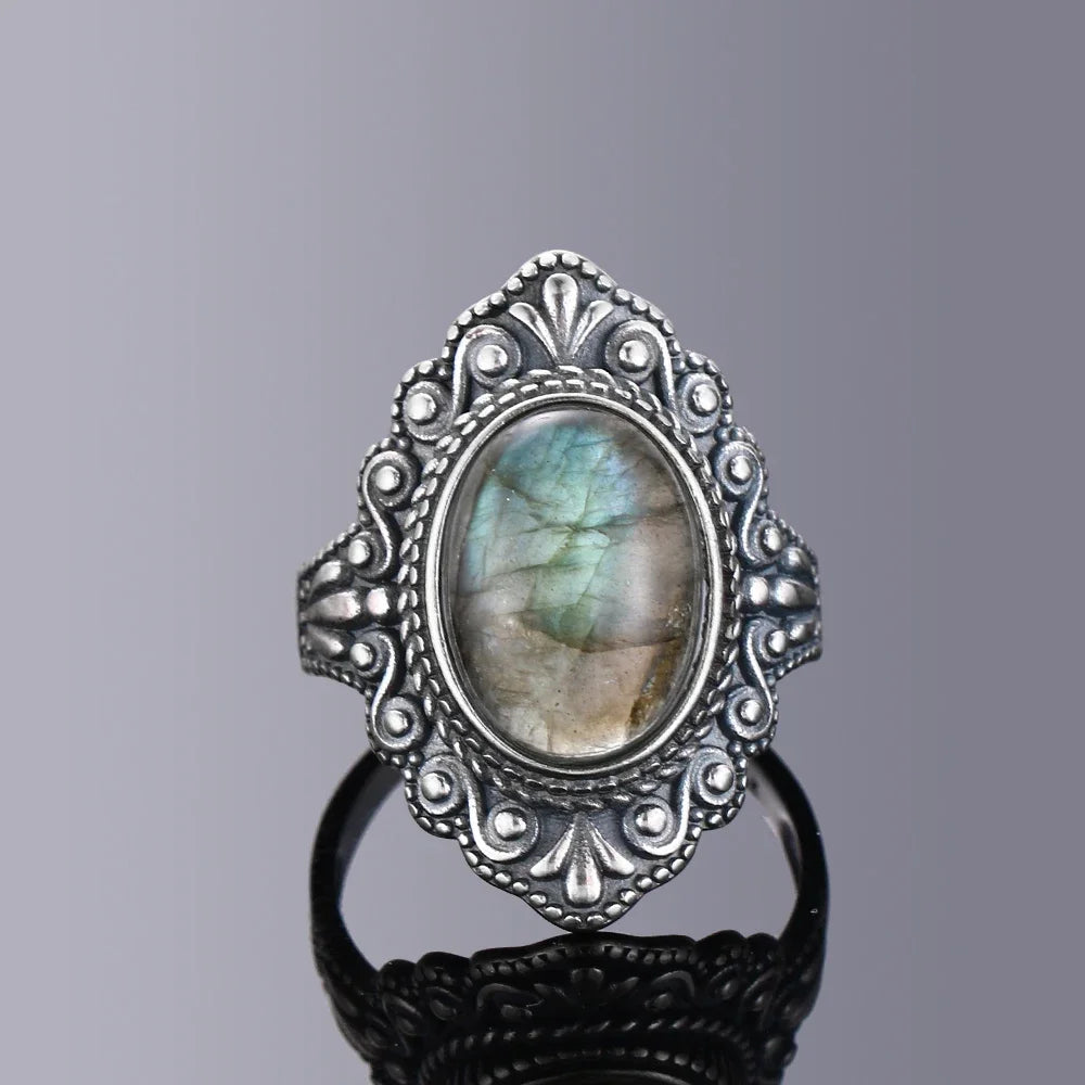 Bague Ovale Labradorite Argent 925