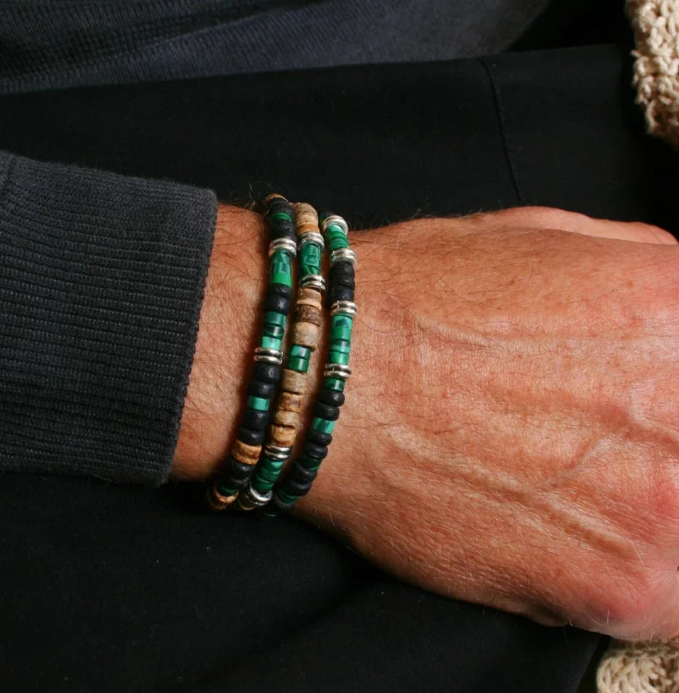 Bracelet Malachite & Coco – Style Boho Homme