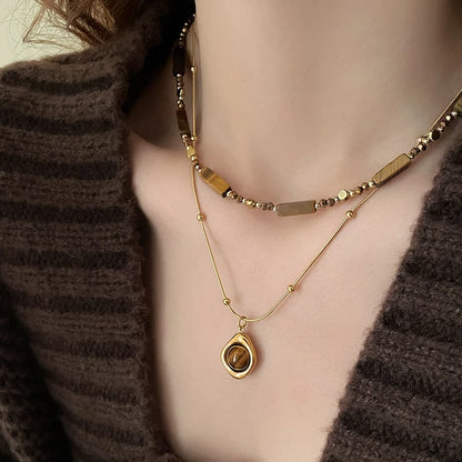 Collier Double Rang – Pierre Œil de Tigre