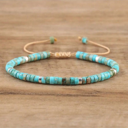 Bracelet Tressé en Turquoise – Ajustable & Naturel