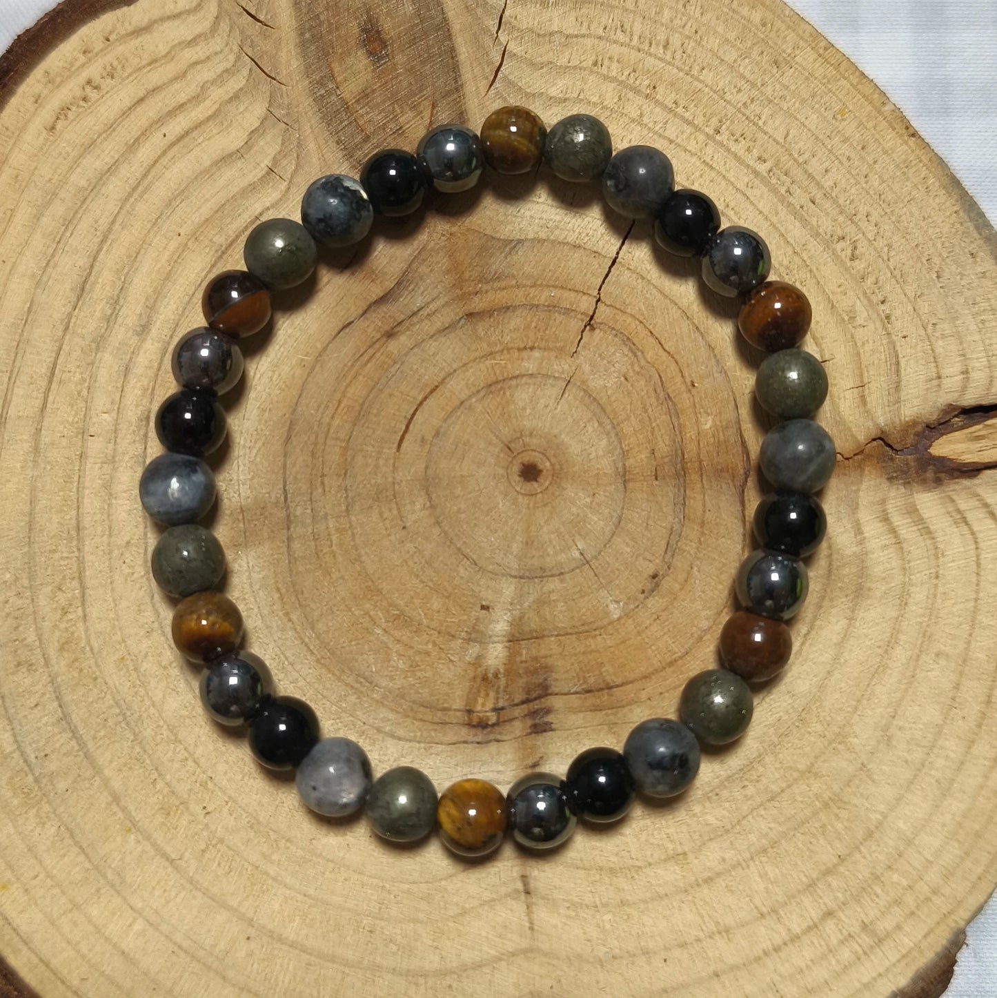 Bracelet Hématite & Obsidienne – Stabilité Émotionnelle