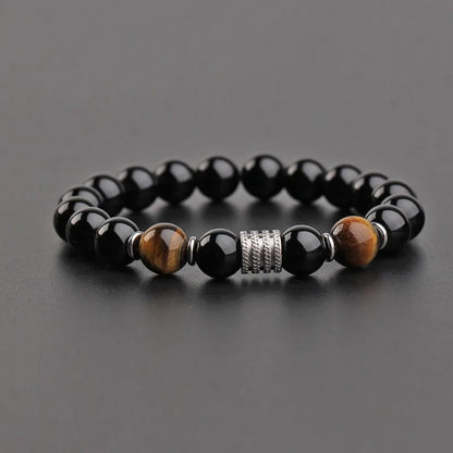 Bracelet Œil de Tigre & Obsidienne – Inox & Style