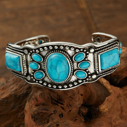 Bracelet Manchette Vintage – Turquoise Ajustable