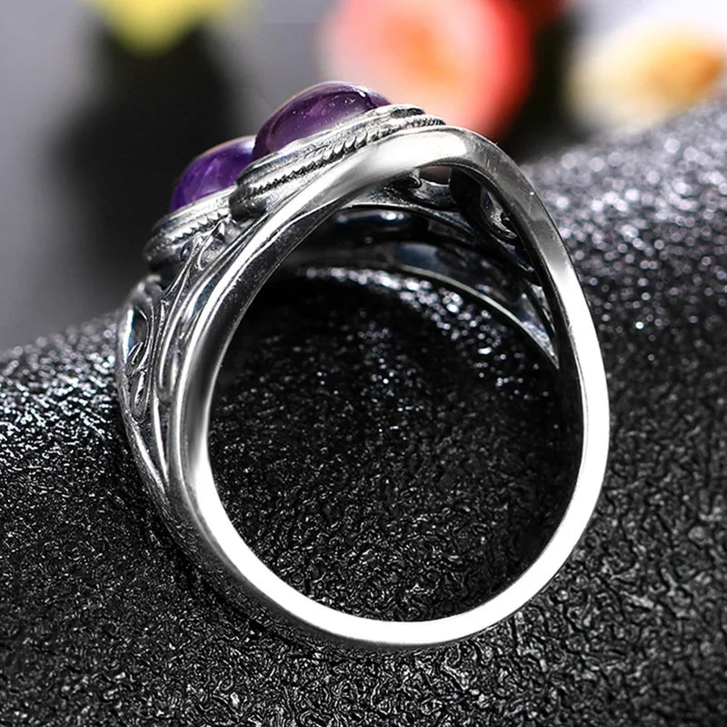 Bague Rétro Améthyste Femme Saint-Valentin