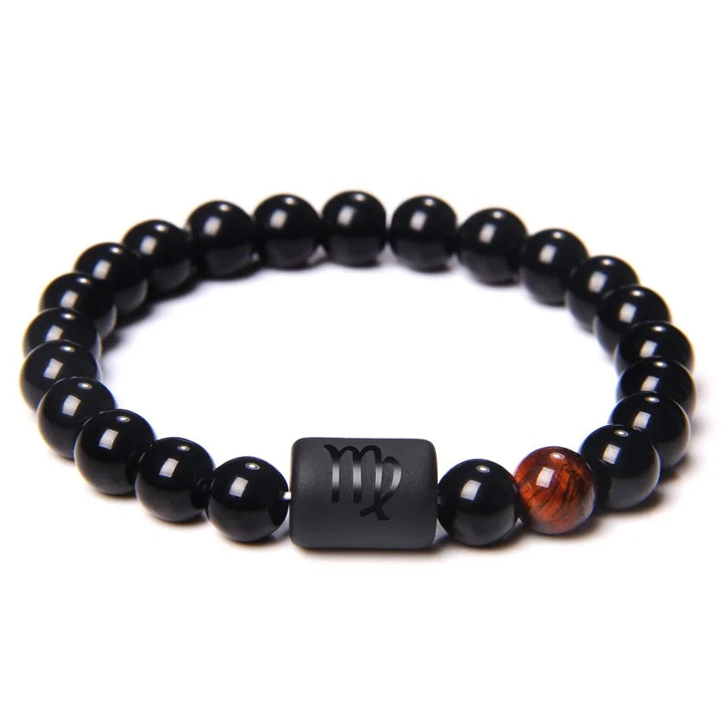 Bracelet Zodiaque 12 Signes – Onyx Noir Élastique