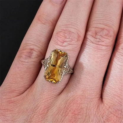 Bague Citrine Argent 925 Ajourée