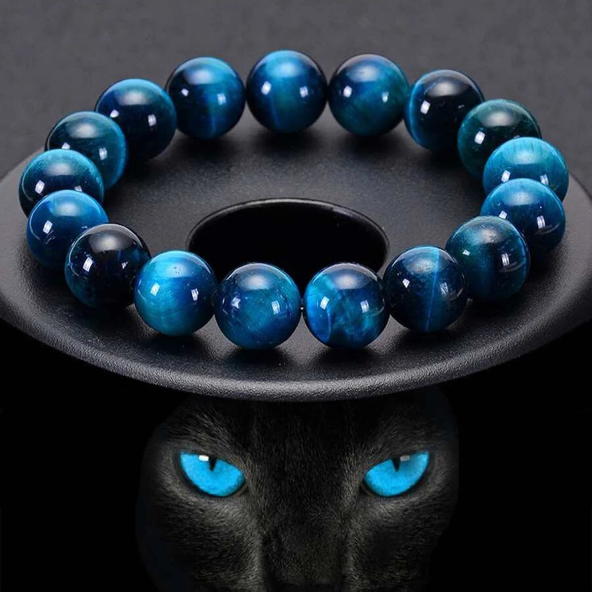 Bracelet Minimaliste – Œil de Tigre Bleu (6-10 mm)